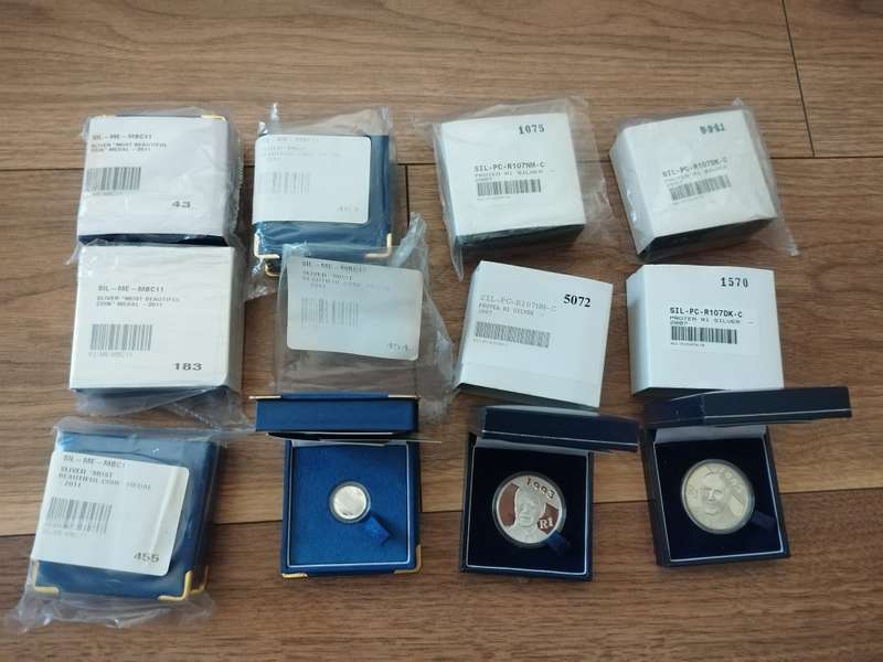 Joblot Silver Coins most beautiful Natura meerkat, de Klerk, Mandela
