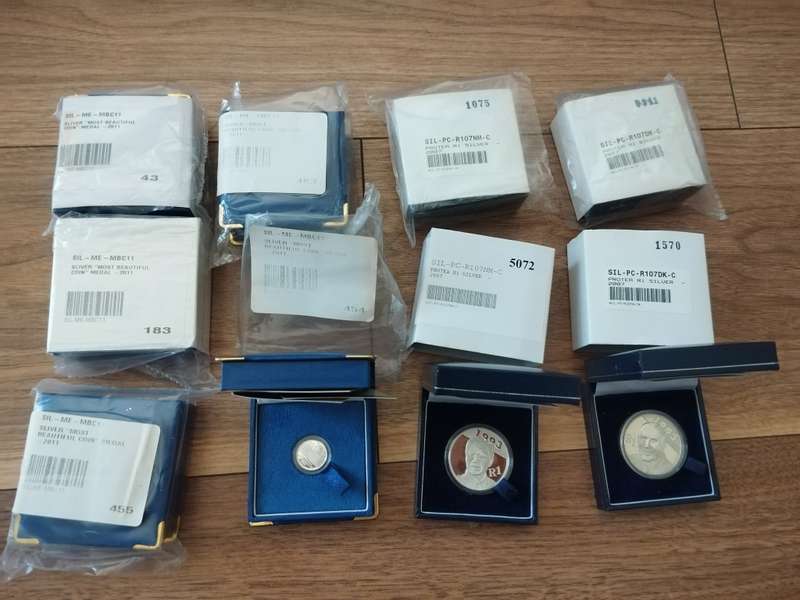 Joblot Silver Coins most beautiful Natura meerkat, de Klerk, Mandela