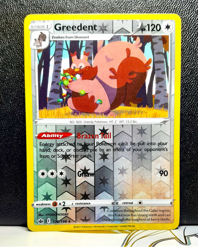 Pokemon Card - Greedent 128/198 - Reverse Holo Rare