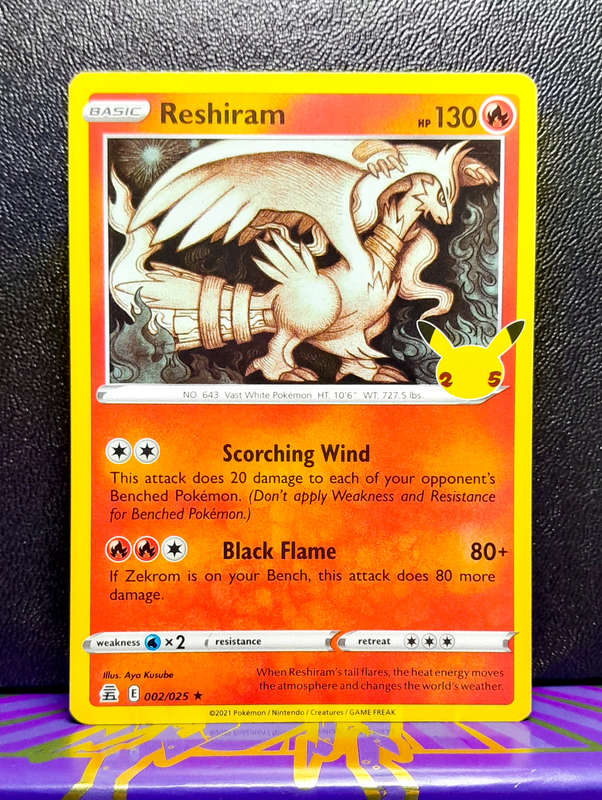 Pokemon Card - Reshiram 002/025 - Holo Rare - Celebrations 25th Anniversary