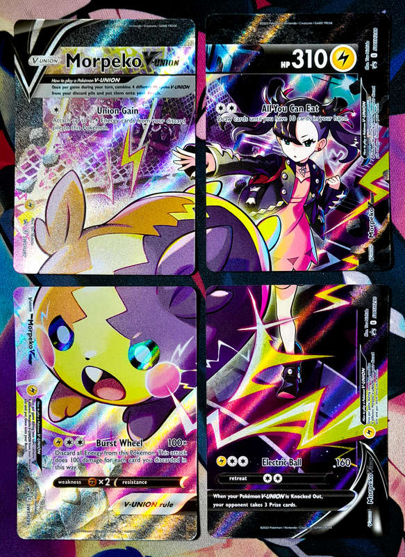 Pokemon Cards - Morpeko V-Union - 4 Card Set - Textured Holofoil