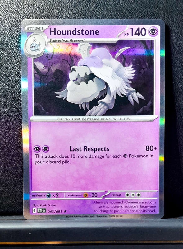 Pokemon Card - Houndstone 043/091 - Holo Rare - Paldean Fates