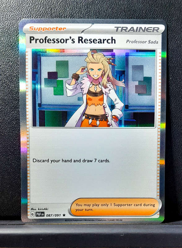 Pokemon Card - Professor`s Research 087/091 - Holo Rare - Paldean Fates