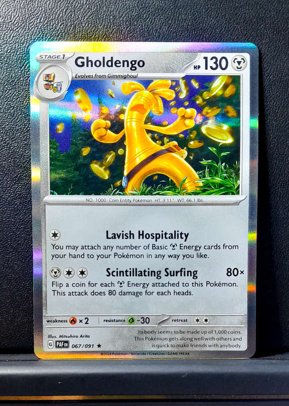 Pokemon Card - Gholdengo 067/091 - Holo Rare - Paldean Fates
