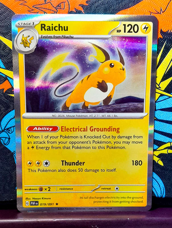 Pokemon Card - Raichu 019/091 - Holo Rare - Paldean Fates