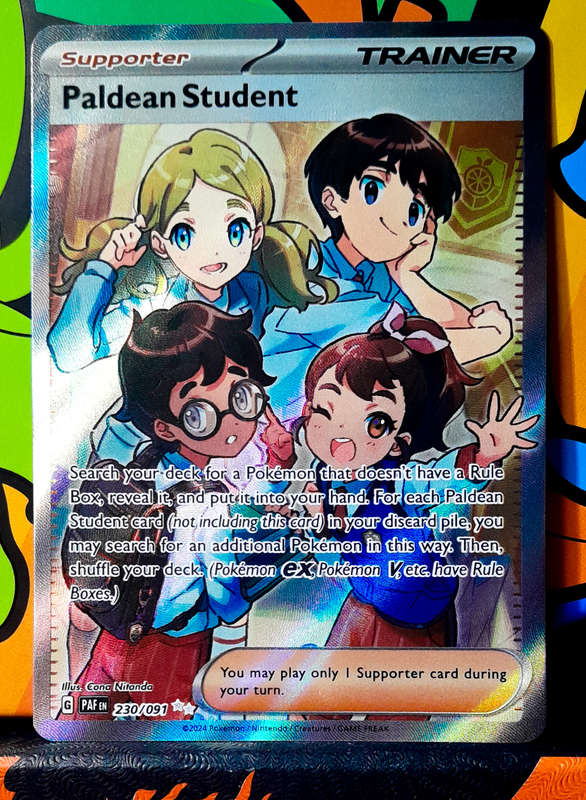 Pokemon Card - Paldean Student 230/091 - Secret Rare Full Art Trainer - Paldean Fates