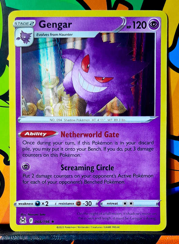 Pokemon Card - Gengar 066/196 - Holofoil Rare - Lost Origins.