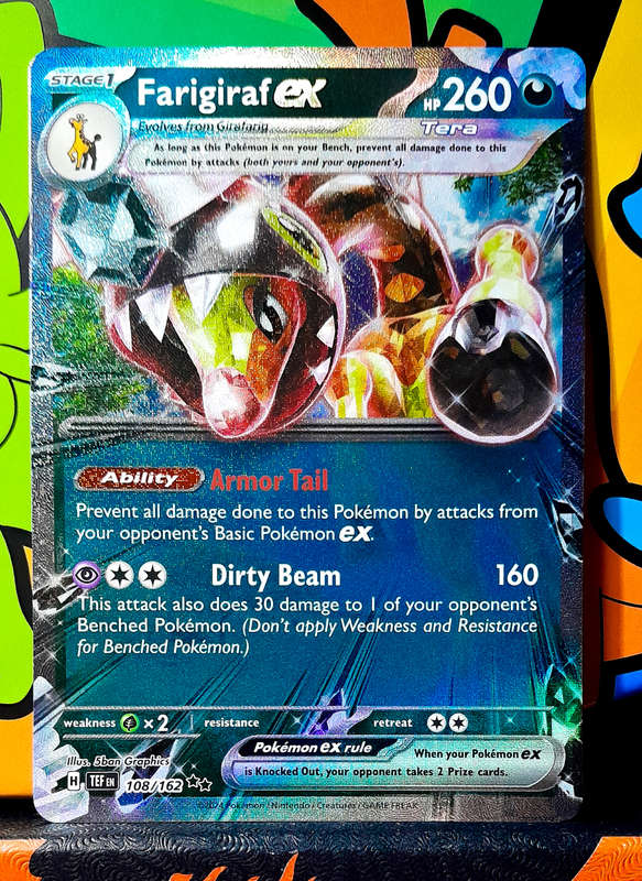 Pokemon Card - Farigiraf EX 108/162 - Double Rare Textured Holofoil - Temporal Forces