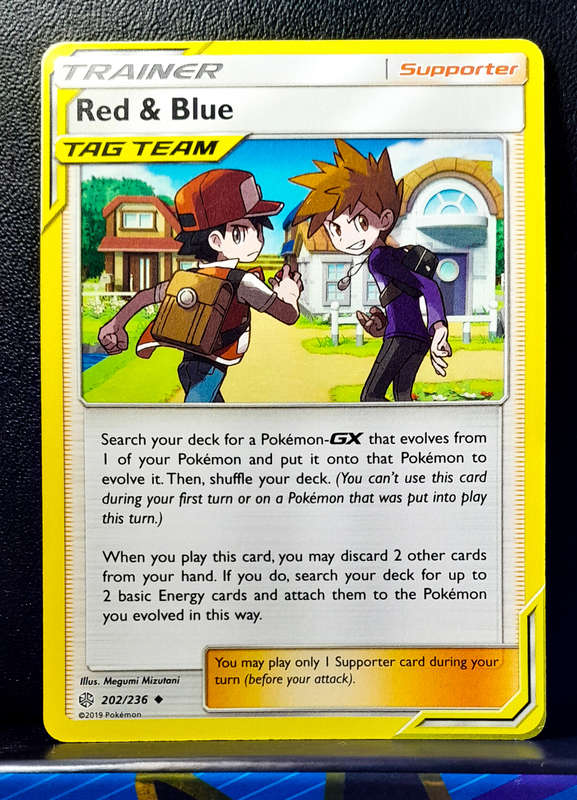 Pokemon Cards - Red & Blue 202/236 - Tag Team Trainer - Sun & Moon, Cosmic Eclipse