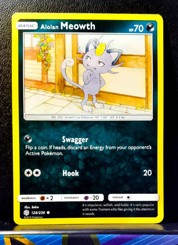Pokemon Cards - Alolan Meowth 128/236 - Sun & Moon, Cosmic Eclipse