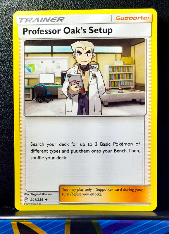 Pokemon Cards - Professor Oak`s Seup 201/236 - Trainer - Sun & Moon, Cosmic Eclipse