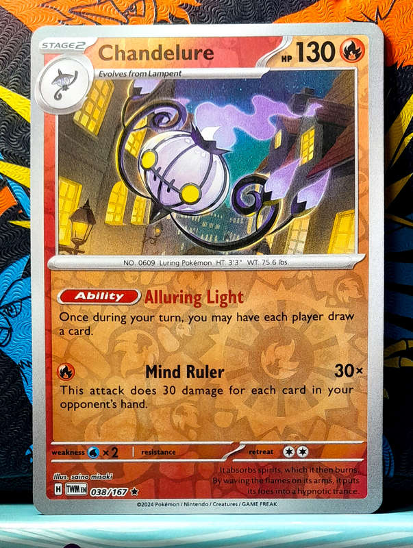 Pokemon Card - Chandelure 038/167 - Reverse Holo Rare - Twilight Masquerade