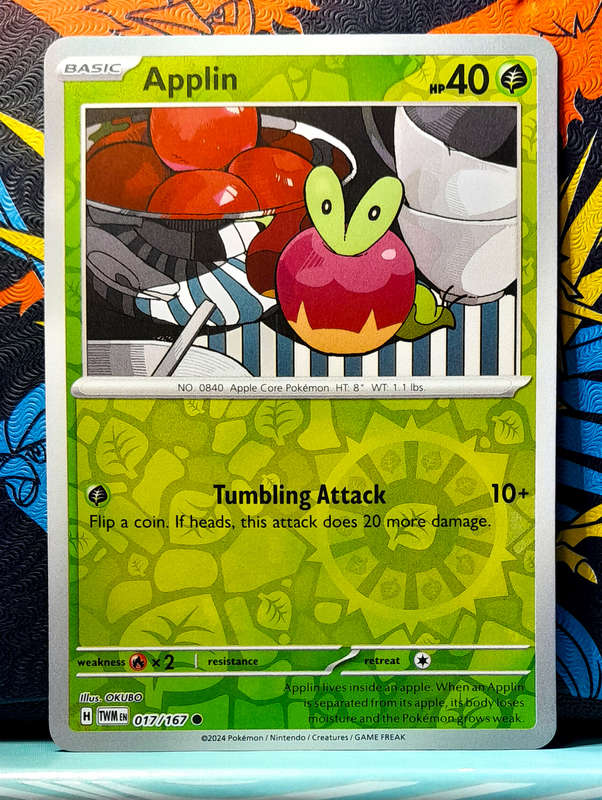 Pokemon Card - Applin 017/167 - Reverse Holo - Twilight Masquerade