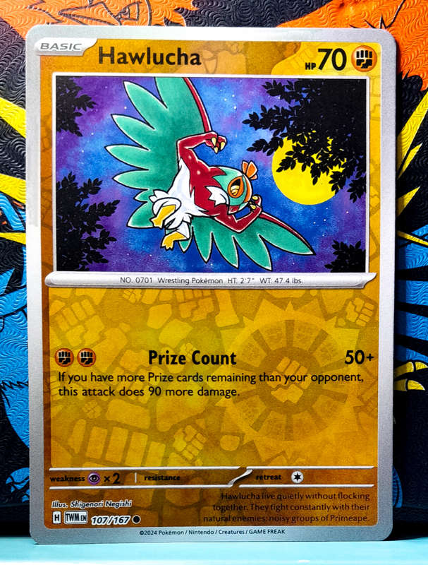 Pokemon Card - Hawlucha 107/167 - Reverse Holo - Twilight Masquerade