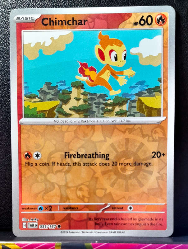 Pokemon Card - Chimchar 031/167 - Reverse Holo - Twilight Masquerade