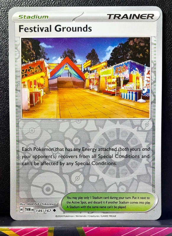 Pokemon Card - Festival Grounds 149/167 - Reverse Holo Trainer - Twilight Masquerade