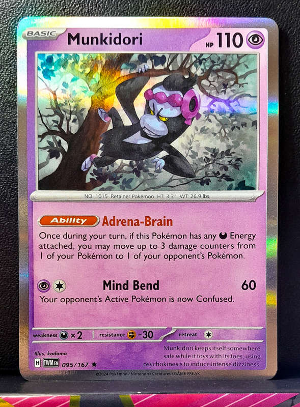 Pokemon Card - Munkidori 095/167 - Holo Rare - Twilight Masquerade