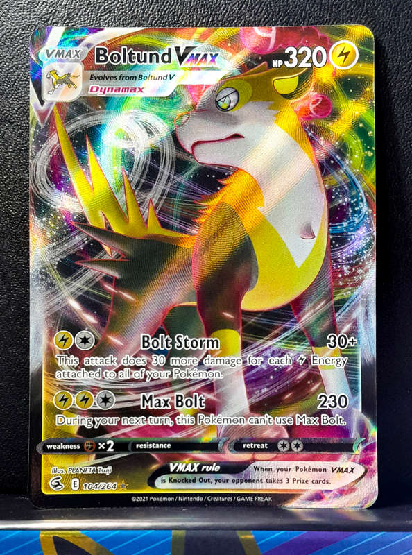 Pokemon Cards - Boltund Vmax 104/264 - Textured Holofoil Rare - Fusion Strike