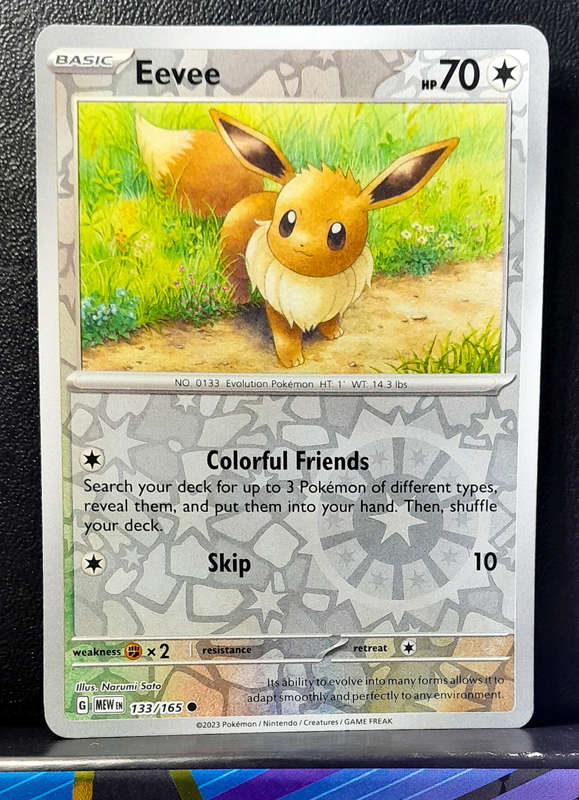 Pokemon Card - Eevee 133/165 - Reverse Holofoil -  Pokemon 151