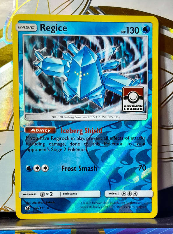 Pokemon Cards - Regice 28/111 - Pokemon League Holofoil - Sun & Moon Crimson Invasion (NM)