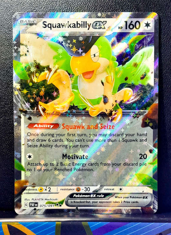 Pokemon Cards - Squawkabilly EX 075/091 - Holofoil Double Rare - Paldean Fates (NM)