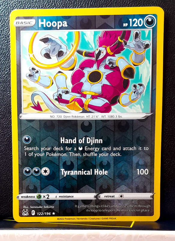 Pokemon Card - Hoopa 122/196 - Reverse Holo Rare -  Lost Origins
