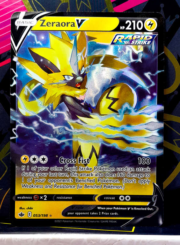 Pokemon Card - Zeraora V 053/198 - Holofoil Rare - Sword & Shield, Chilling Reign