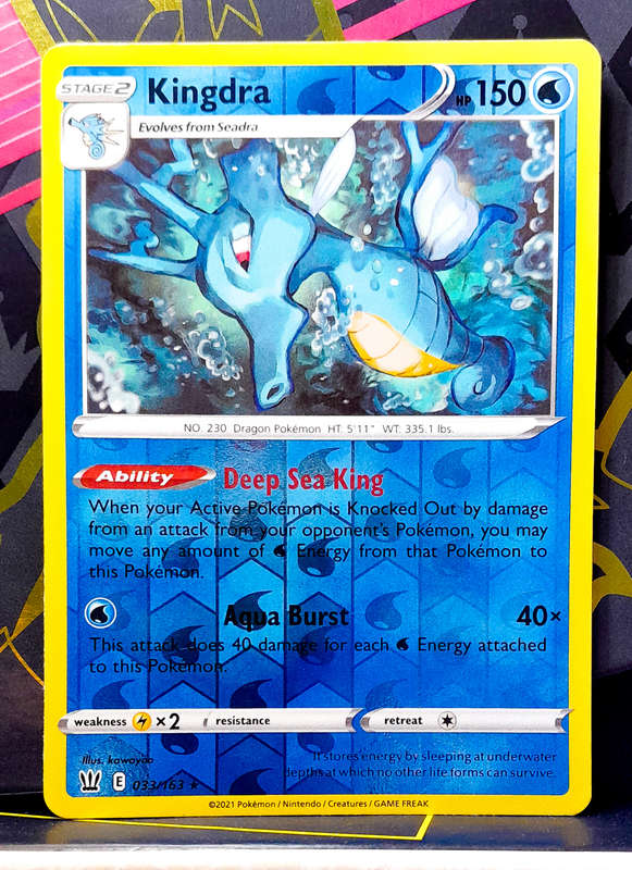 Pokemon Cards - Kingdra 033/163 - Reverse Holo Rare - Battle Styles