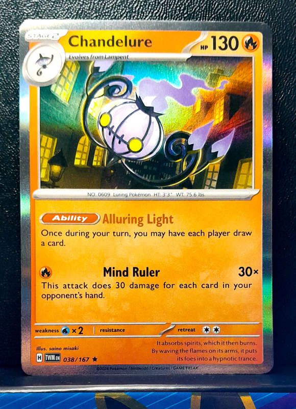 Pokemon Cards - Chandelure 038/167 - Holofoil Rare - Twighlight Masquerade (NM)