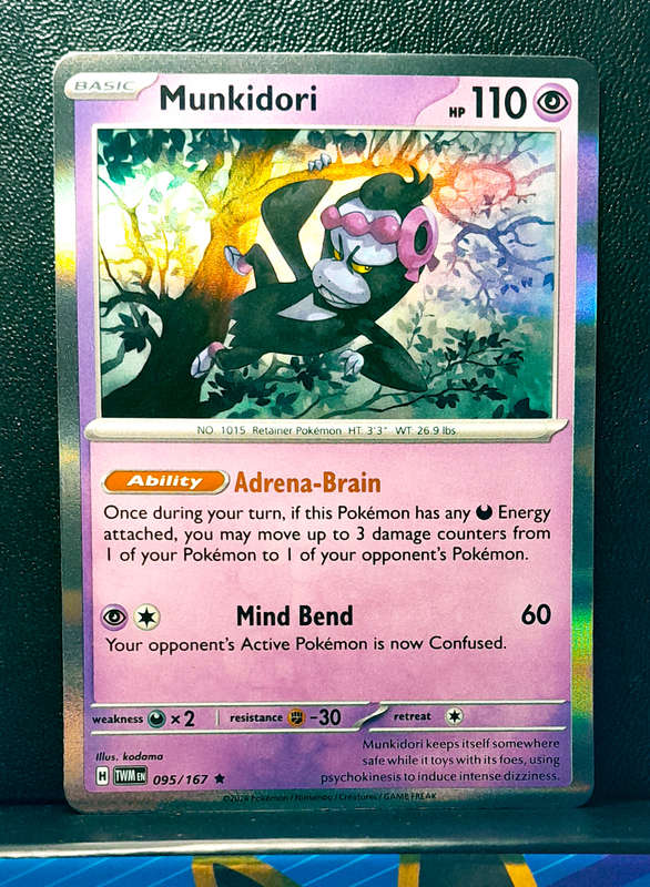 Pokemon Card  - Munkidori 095/167 - Holofoil Rare - Twilight Masquerade (NM)