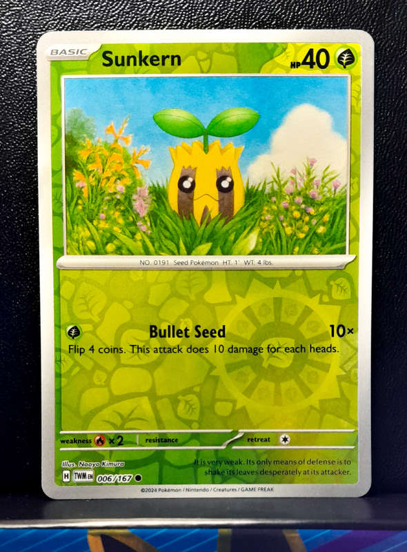 Pokemon Card  - Sunkern 006/167 - Reverse Holofoil - Twilight Masquerade (NM)