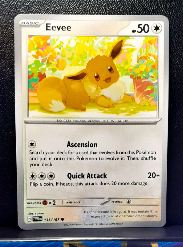 Pokemon Card  - Eeevee 135/167  - Twilight Masquerade (NM)