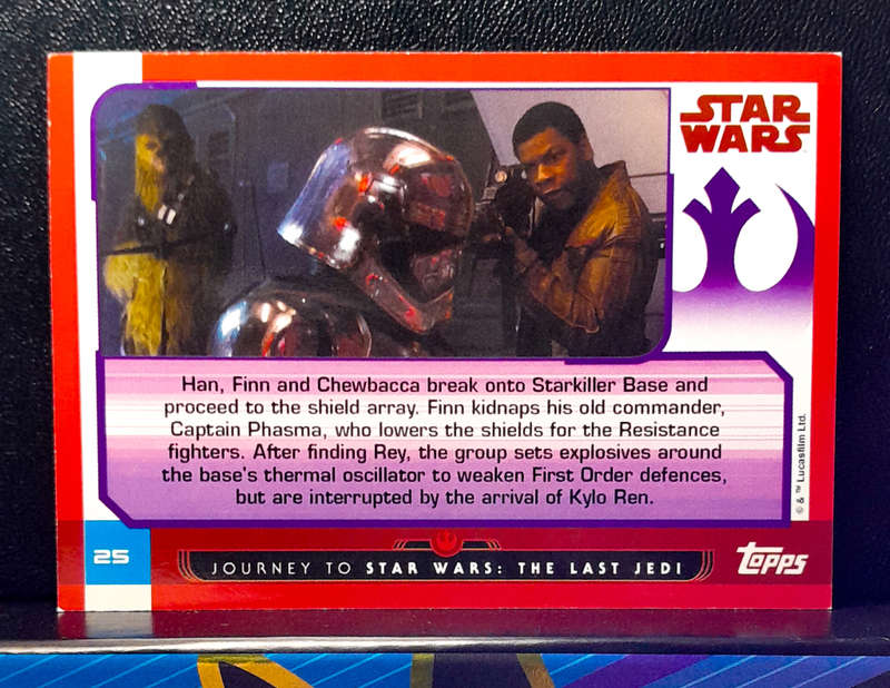 Topps Journey to Star Wars: The Last Jedi - Han & Finn Infiltrate Starkiller Base 25 - (NM) 2017