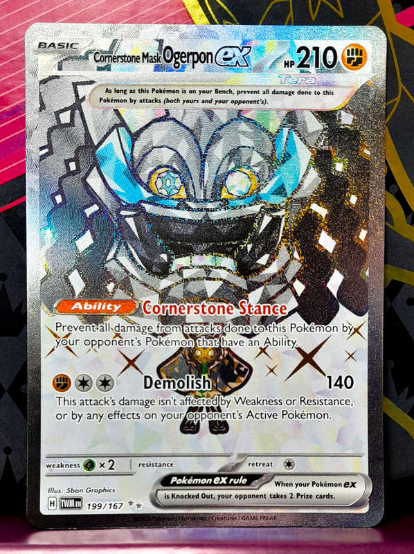 Pokemon Card  - Cornerstone Mask Ogerpon EX 199/167 Secret Rare - Twilight Masquerade (NM)
