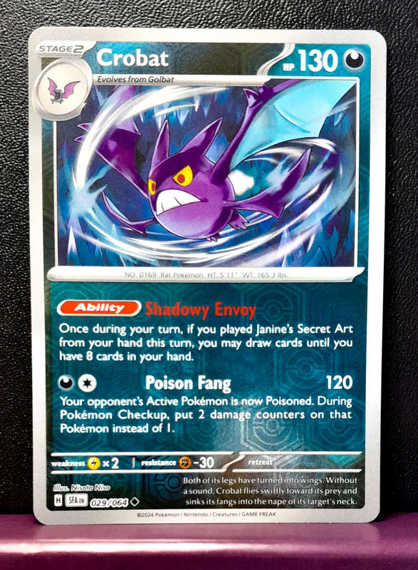 Pokemon Cards - Crobat 029/064 - Reverse Holofoil  - Shrouded Fable (NM)