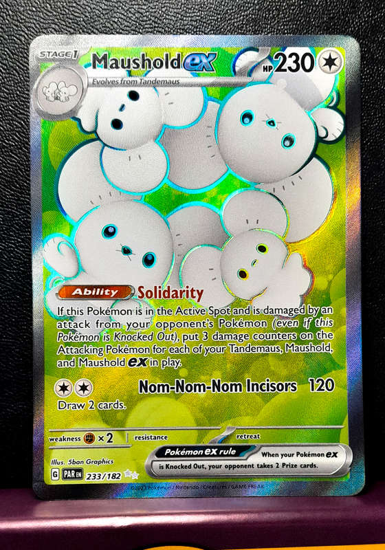 Pokemon Card - Maushold 223/182 - Full Art Secret Rare - Paradox Rift