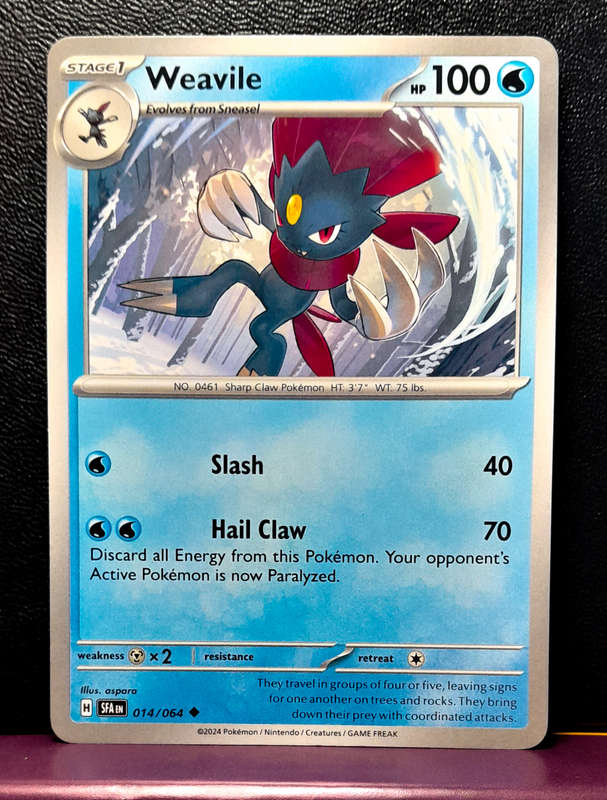 Pokemon Cards -Weavile 014/064  - Shrouded Fable (NM)