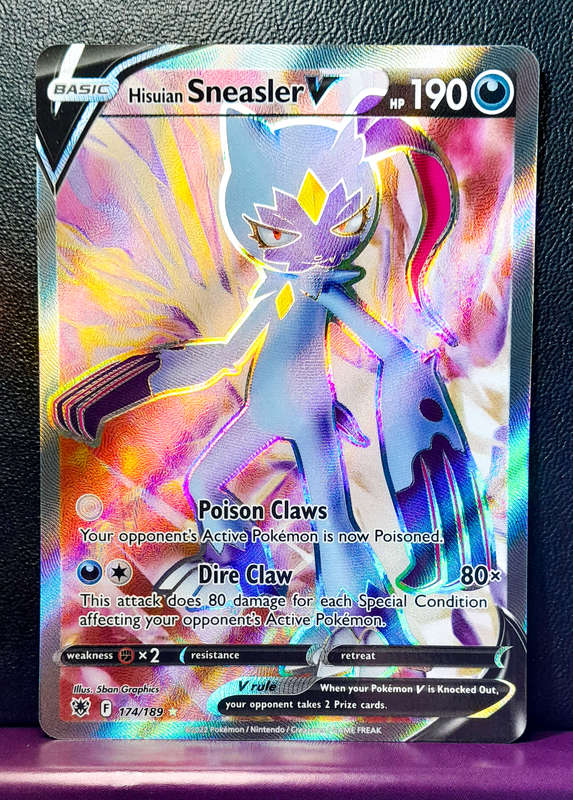 Pokemon Card - Hisuian Sneasler V 174/189 - Full Art Holofoil Rare- Sword & Shield Astral Radiance