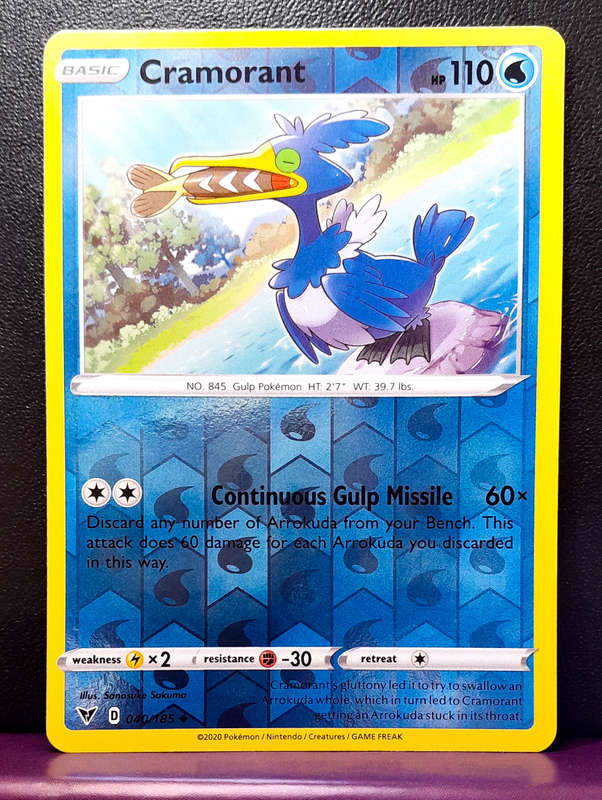 Pokemon Cards - Cramorant 040/185 - Reverse Holo - Vivid Voltage (NM)