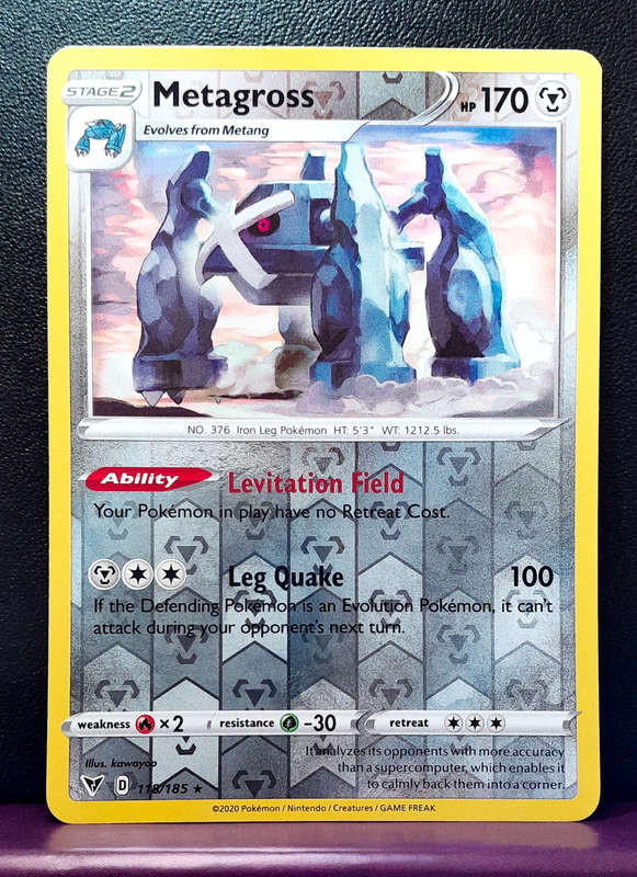 Pokemon Cards - Metagross 118/185 - Reverse Holo Rare - Vivid Voltage (NM)
