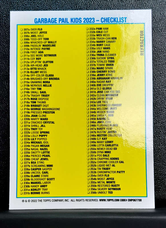 Topps Trading Card - Garbage Pail Kids - Cole Cut 232b - Chrome Foil - Checklist - 2023 (NM)