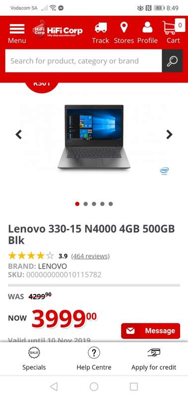 ****BRAND NEW LENOVO IDEAPAD 330-N4000, 15.6" .4GB RAM  500GB IN BOX**
