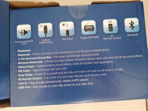 **LAST ONE***BRAND NEW WIRELESS PURE ACOUSTIC BLUETOOTH SOUND BAR AND WIRELESS SUB***