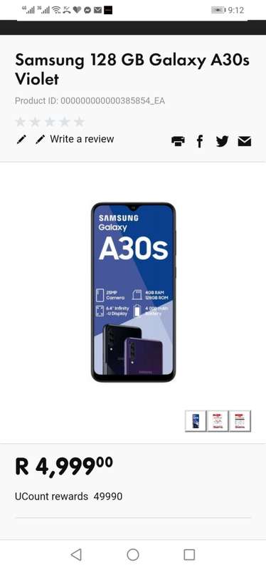 ***CHRISTMAS SPECIAL**FREE FREIGHT**NEW SAMSUNG A30 S, 128GB, 25MP TRIPPLE CAM, DUEL SIM**R4999**