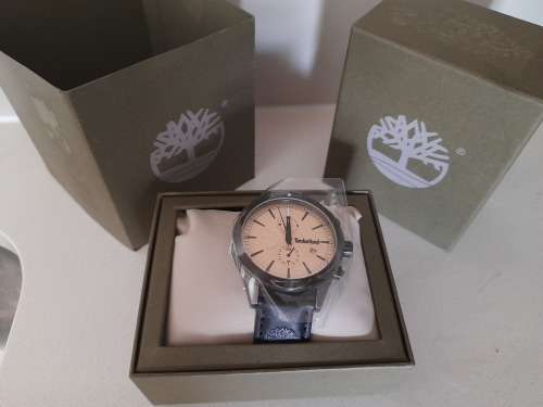 **FREE FREIGHT**BRAND NEW TIMBERLAND CLARKSBURG WATCH, GOLD DIAL, BLACK LEATHER STRAP*IN BOX**R3500