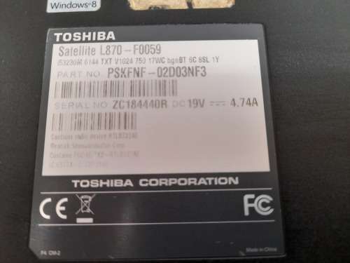 ***FREE FREIGHT FRIDAY***I5 TOSHIBA SATELITE L870**LAPTOP EXCELLENT CONDITION, NO CHARGER NOT TESTED