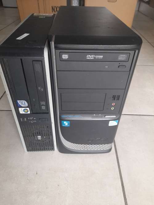 **LIQUIDATION STOCK**2 X PC BOXES WITH DVD WRITERS, MOTHER BOARDS, PSU, NO HDD, RO RAM**NOT TESTED**