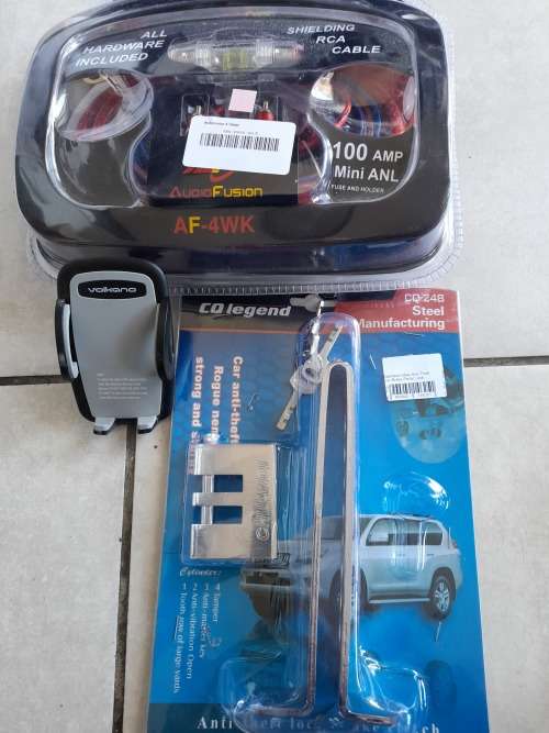 **CRAZY DEAL**LOT OF NEW CAR ACCESSORIES**FULL SOUND SYSTEM WIRING KIT, ANTI THEFT PEDAL LOCK, ETC