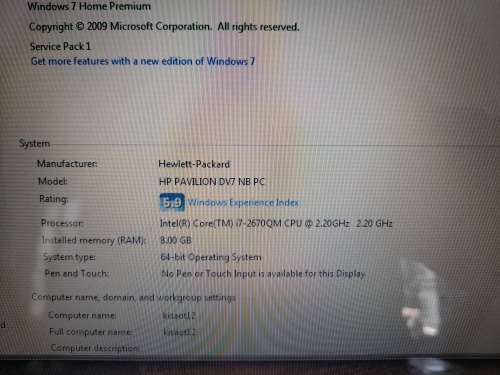 *I7 GAMING HP PAVILION DV 7, 8GB RAM, 2 X 1TB HDD**17 INCH SCREEN*MUST BE PLUGGED IN*R20 000 NEW**