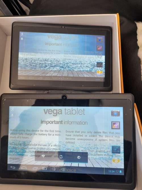 *WEEKEND SPECIAL*LAST OF THE LOT*2 X HOMECHOICE VEGA 7` TABLETS IN BOX*WORKING*NO CHARGERS